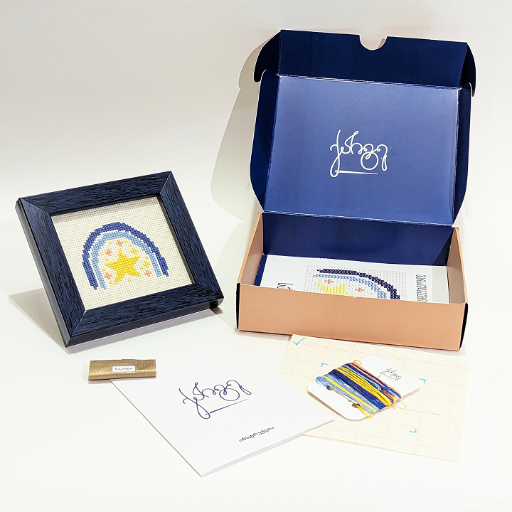 Stars & Rainbow (With Dark Blue Frame) - Embroidery Kit